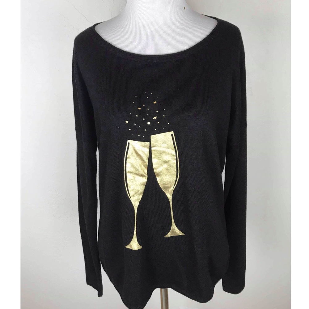 NWT Duffield Lane Cheers Champage Glass Sweater